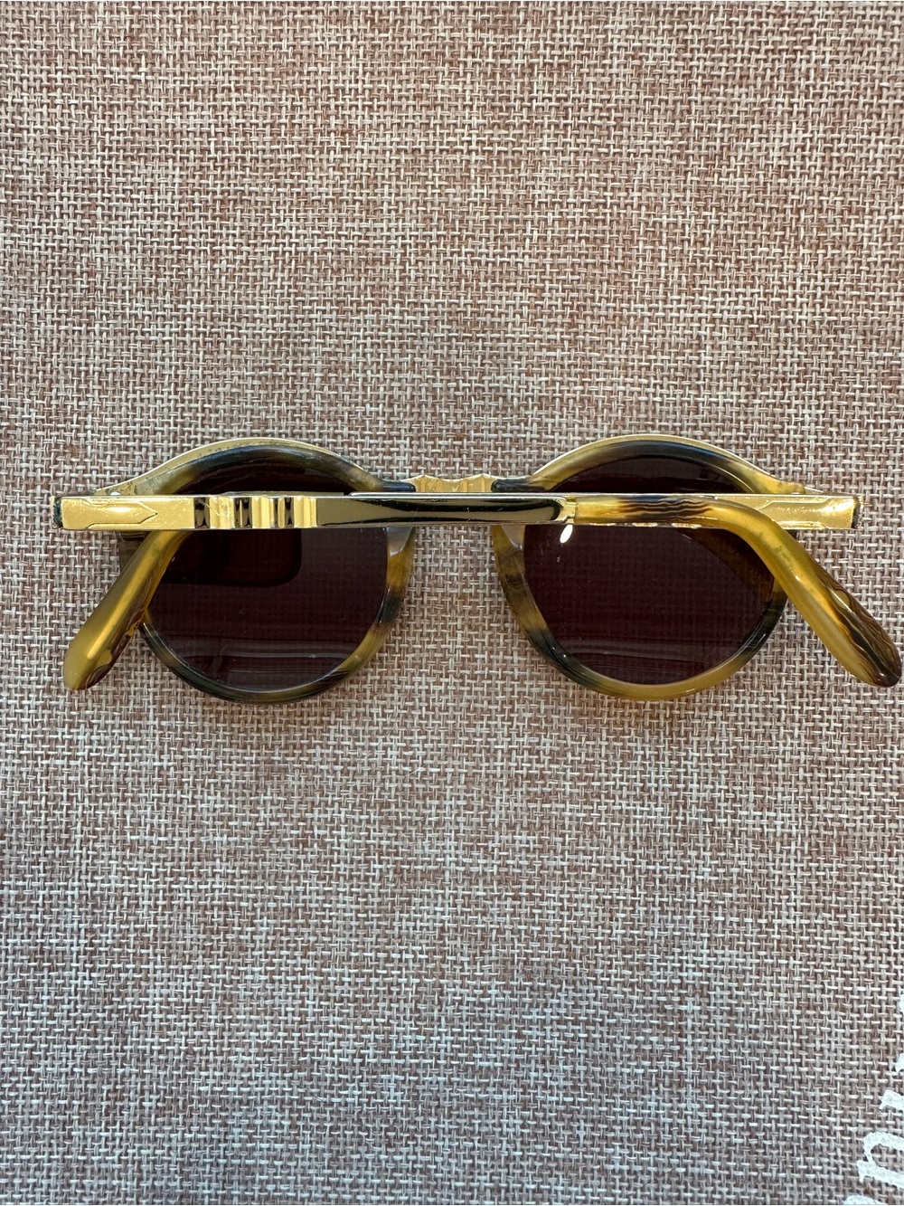 PERSOL IVY Round Sunglasses Italian Handmade Olive Tortoise MADE IN ITALY - Picture 3 of 17